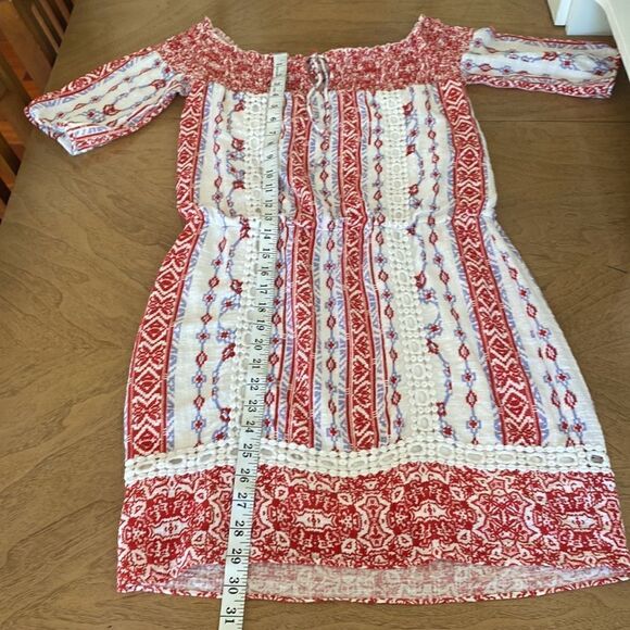 Saylor Red and White Blouson Blossom Mini Dress Size Small - Picture 11 of 12